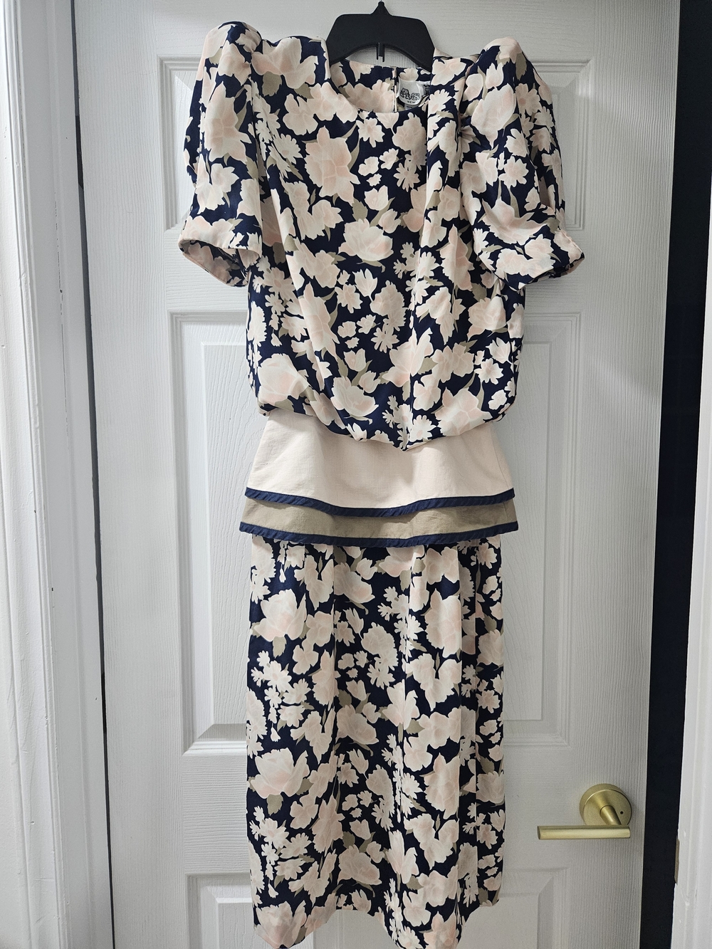 Vintage AGI New York dress Navy & Blush Floral Dress Size S